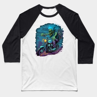 Zombie riding a motorcycle Baseball T-Shirt